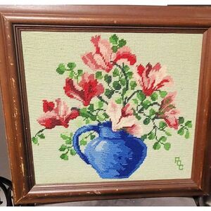 Vintage floral crotched framed picture